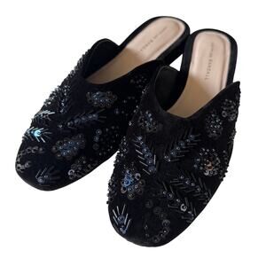 Never worn Loeffler Randall | 10 | black velvet beaded mules